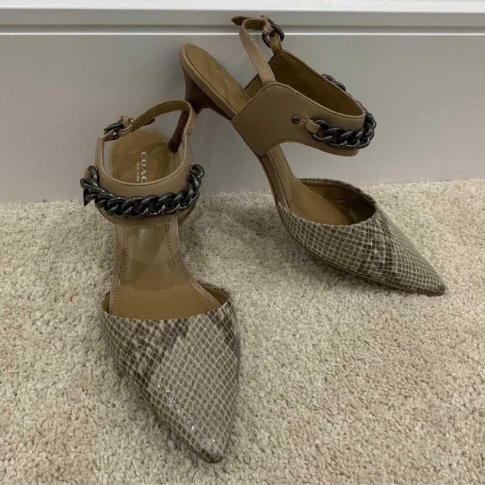 Coach snake Beige Patterned Women's Heels